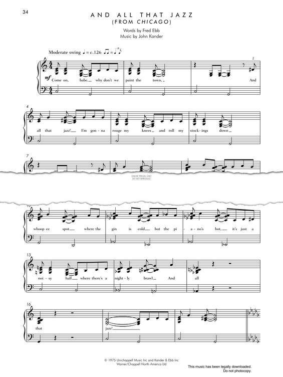 Produktbild zu: And All That Jazz (from 'Chicago')