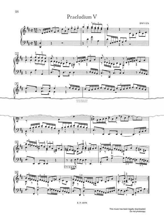 Produktbild zu: Prelude And Fugue No.5 in D major, BWV 874 (from 'The Well-Tempered Klavier Book II')
