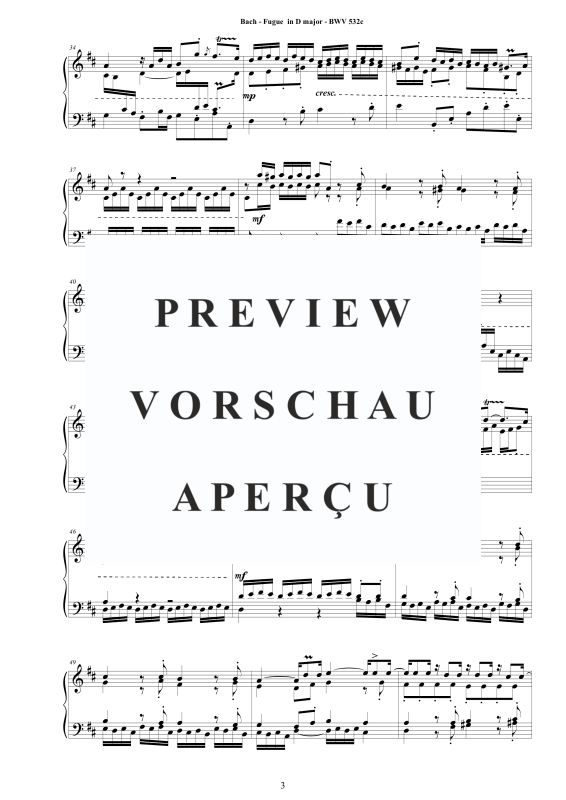 Produktgalerie: Seite 4 von 9 Fuge in D-Dur BWV 532c - Piano Version, , Klavier Solo