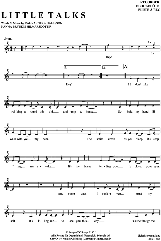 Product gallery: Page 1 of 5 Little Talks , Of Monsters And Men, (recorder)