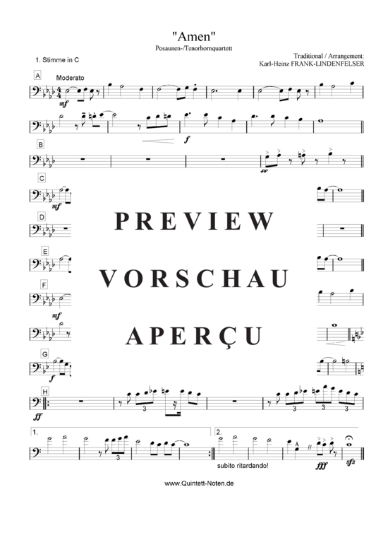 Produktgalerie: Seite 7 von 14 Amen , , (Blechbläser Quartett für Tenorhorn, Bariton, Euphonium, Posaune)