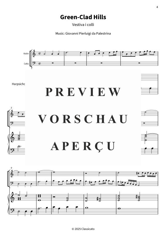 gallery: Green-Clad Hills - Vestiva i colli - Pastoral Madrigal in Three Parts, , Violine, Violoncello und Cembalo/Klavier