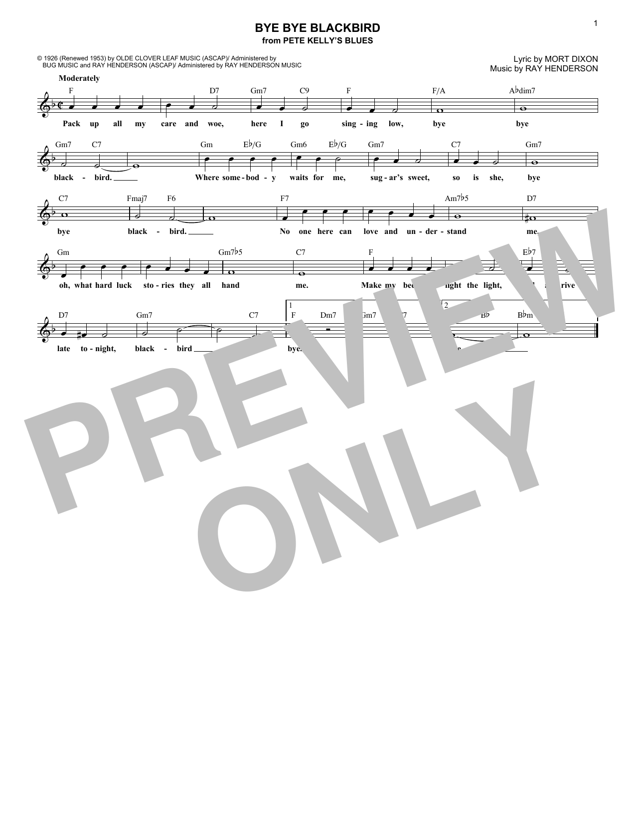 Product gallery: Page 1 of 1 Bye Bye Blackbird, Ray Henderson