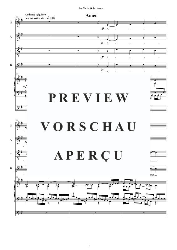 Produktgalerie: Seite 4 von 10 Ave Maris Stella, Amen - Motette, , Gemischter Chor und Orgel