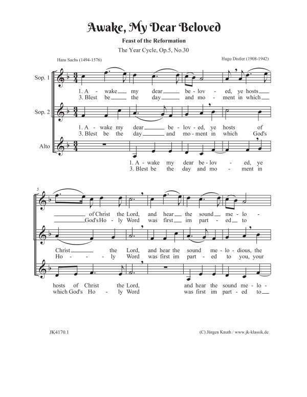 gallery: Awake, My Dear Beloved / The Year Cycle, Op.5, No.30, , Frauenchor