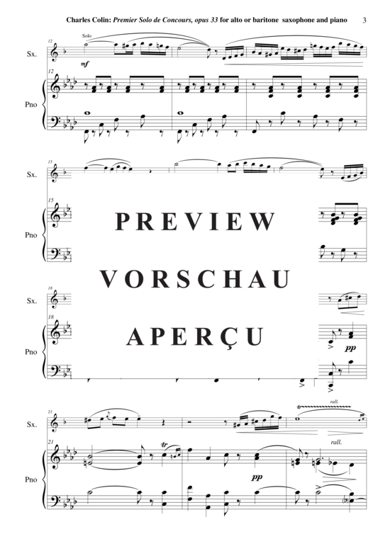 Product gallery: Page 4 of 21 Solo de Concours no. 1 , , (alto or baritone saxophone + piano)