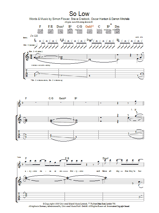 Produktgalerie: Seite 1 von 1 So Low, Ocean Colour Scene, Gitarre