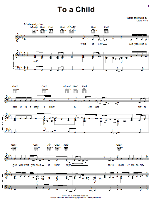Produktgalerie: Seite 1 von 1 To A Child, Laura Nyro, Gesang, Gitarre, Klavier