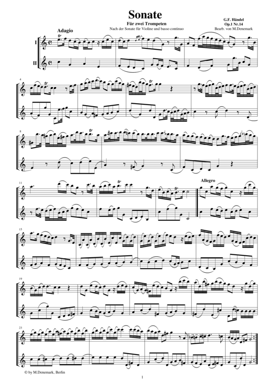 Sonate für zwei Trompeten op.1 Nr.14