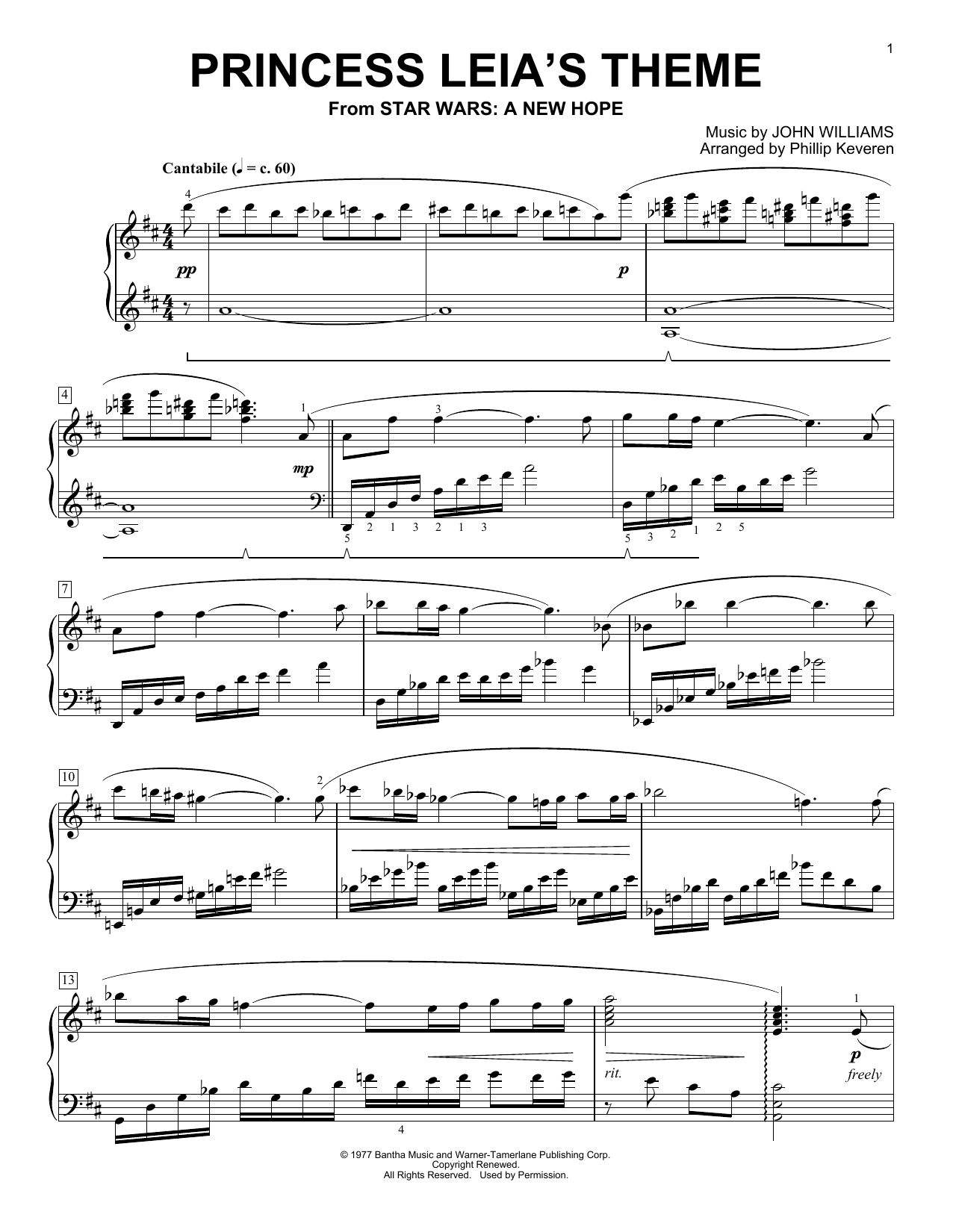 Product gallery: Page 1 of 1 Princess Leia's Theme (arr. Phillip Keveren), John Williams