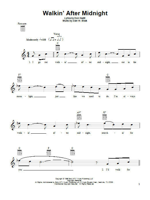 Product gallery: Page 1 of 1 Walkin' After Midnight, Patsy Cline