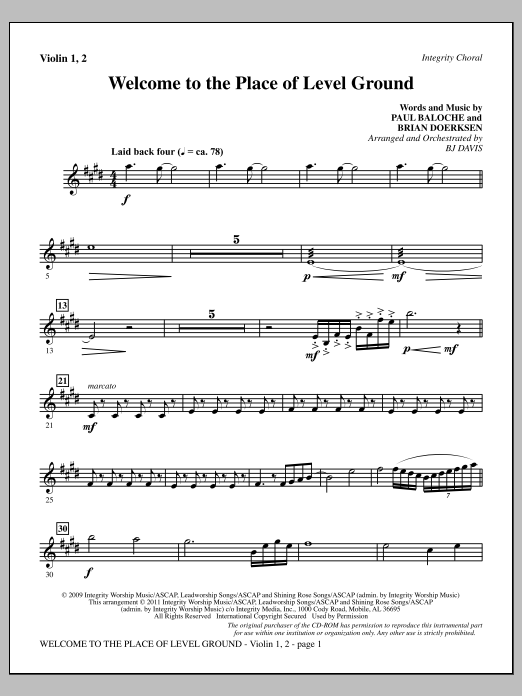 Produktgalerie: Seite 1 von 1 Welcome To The Place Of Level Ground - Violin 1, 2, BJ Davis, Chor