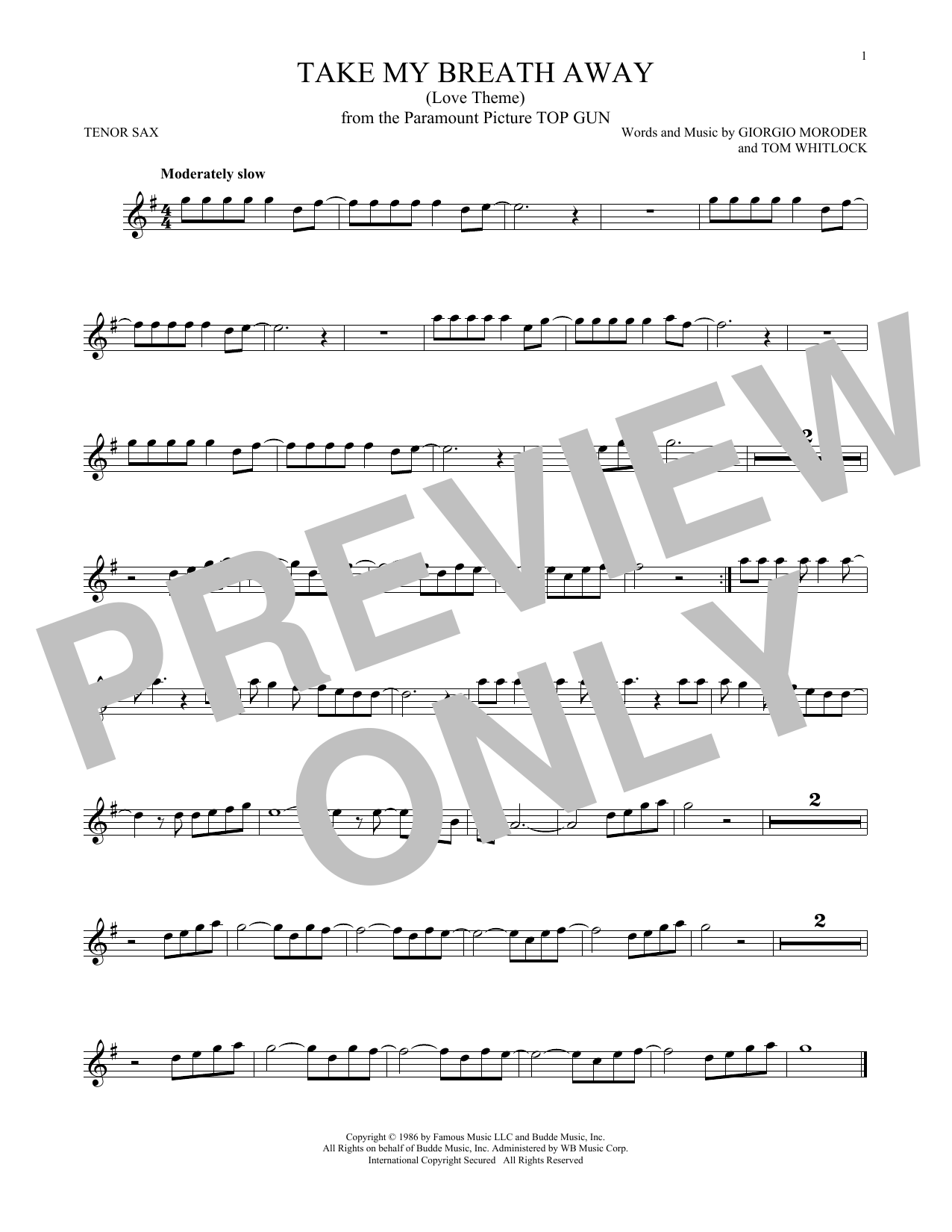 Product gallery: Page 1 of 1 Take My Breath Away (Love Theme), Berlin