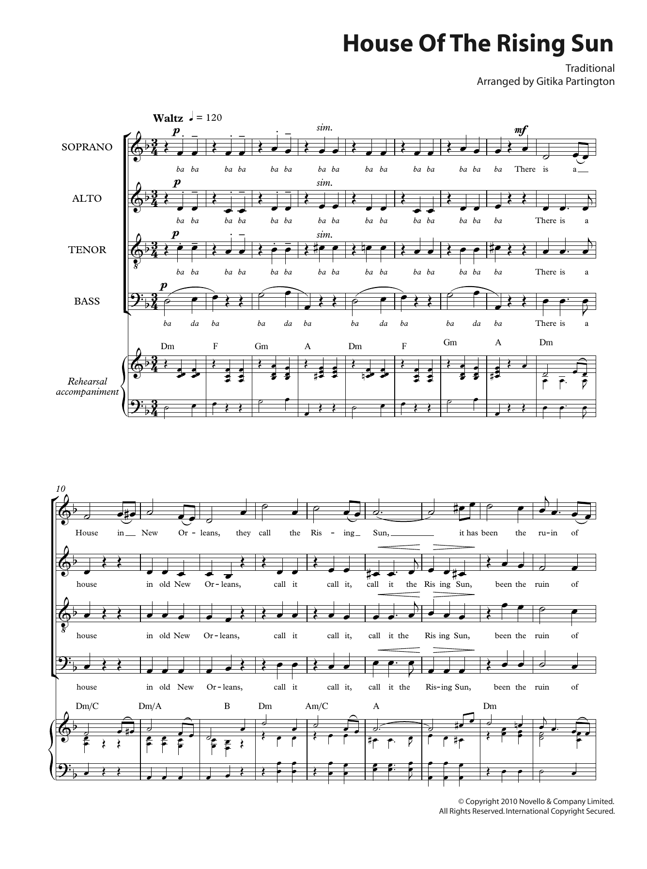 Product gallery: Page 1 of 1 House Of The Rising Sun (arr. Gitika Partington), Traditional