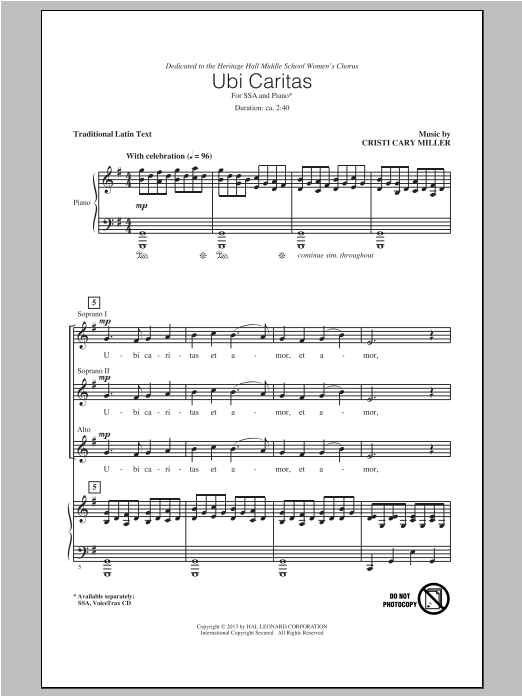 Produktgalerie: Seite 1 von 1 Ubi Caritas, Cristi Cary Miller, Chor