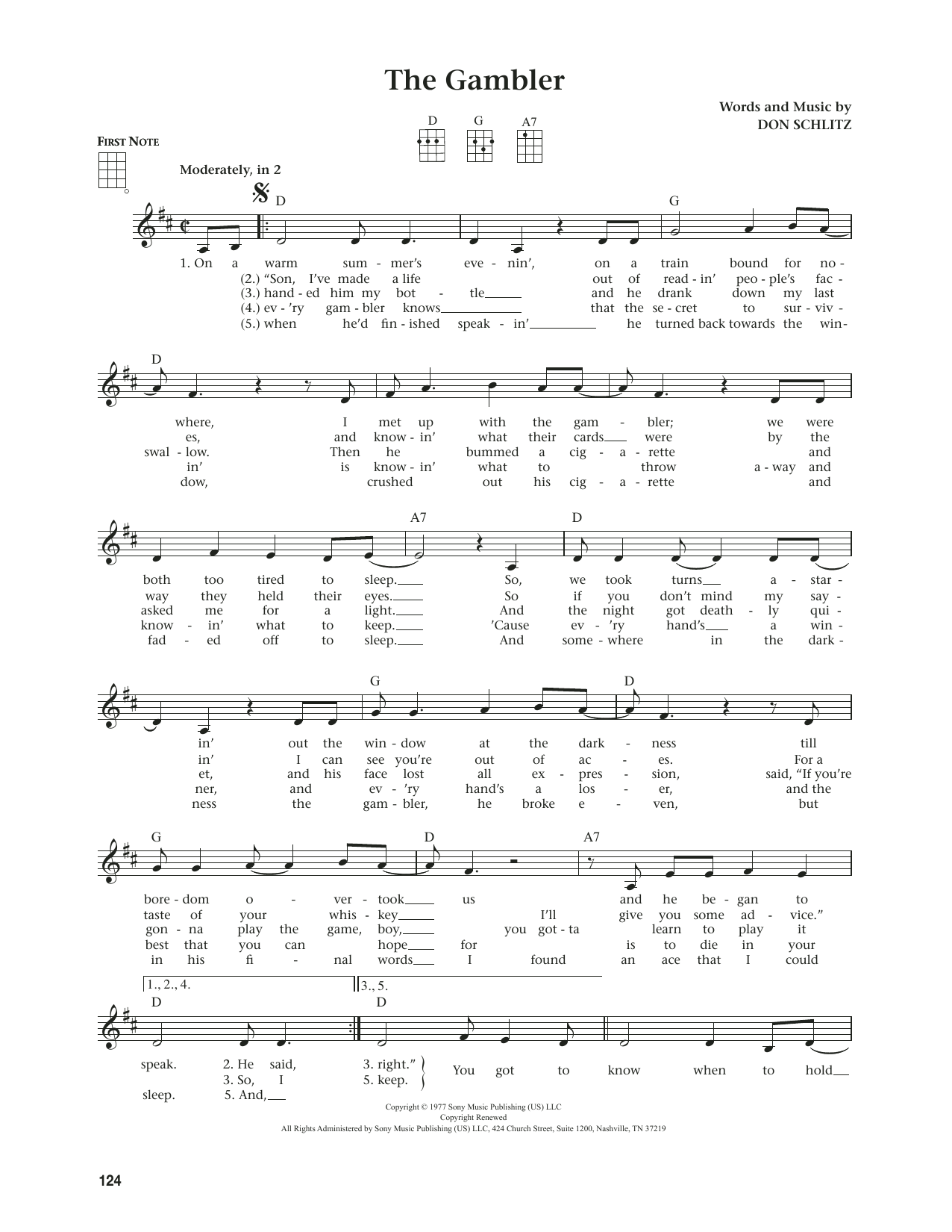 Produktgalerie: Seite 1 von 1 The Gambler (from The Daily Ukulele) (arr. Jim Beloff), Kenny Rogers, Ukulele