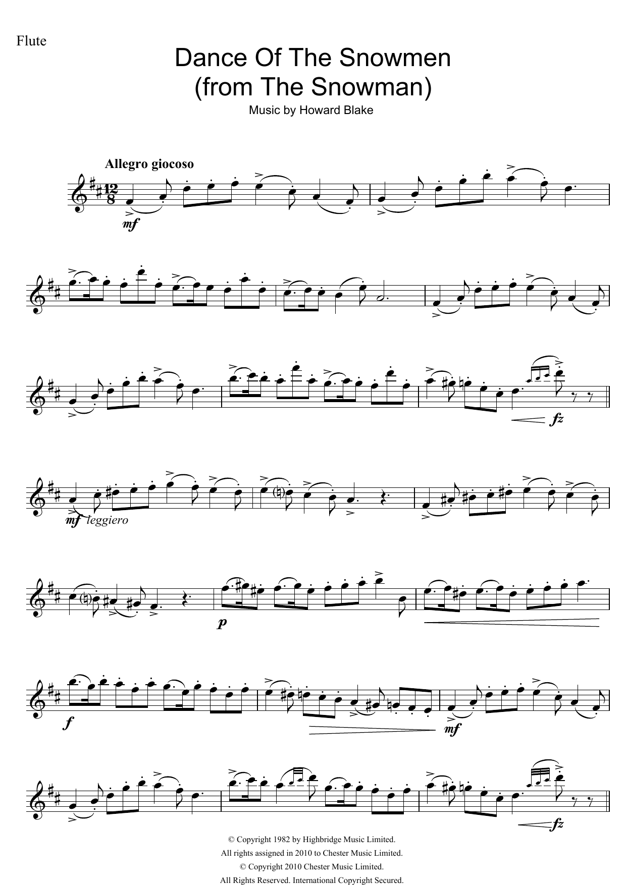 Product gallery: Page 1 of 1 Dance Of The Snowmen (from The Snowman), Howard Blake