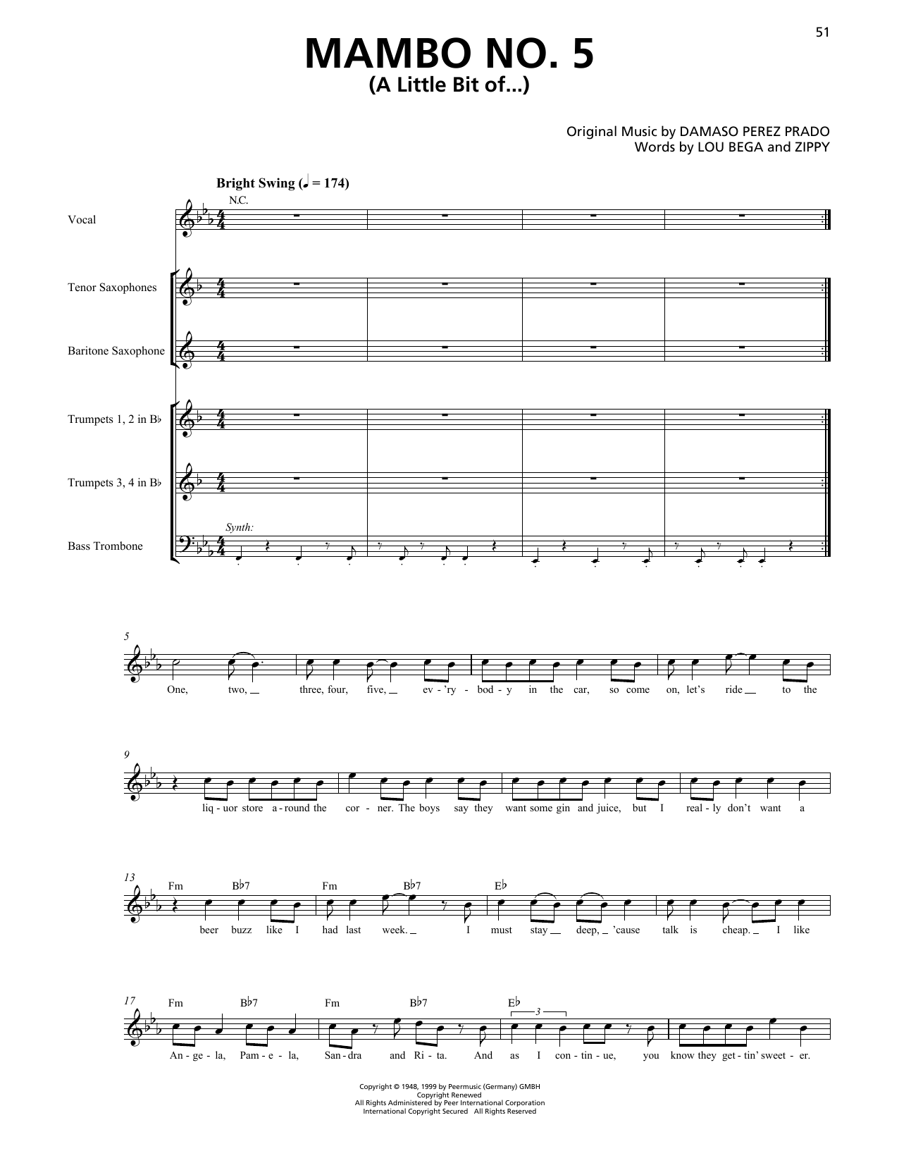 Product picture to: Mambo No. 5 (A Little Bit Of...) (Horn Section)