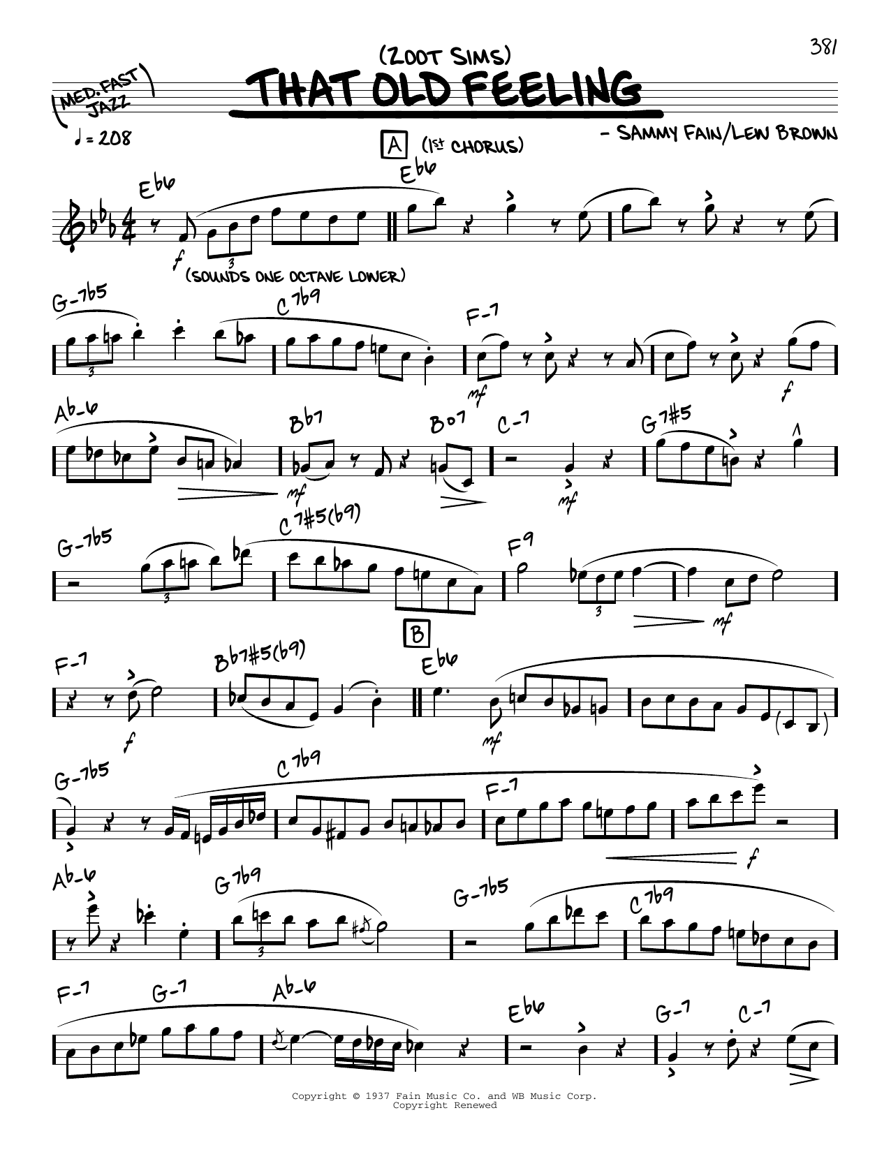 Produktbild zu: That Old Feeling (solo only)
