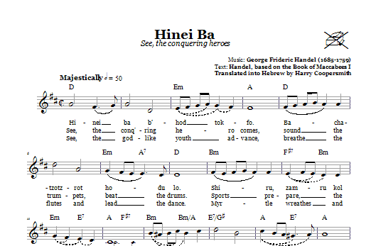 Product gallery: Page 1 of 1 Hinei Ba (See, The Conquering Heroes), George Frideric Handel