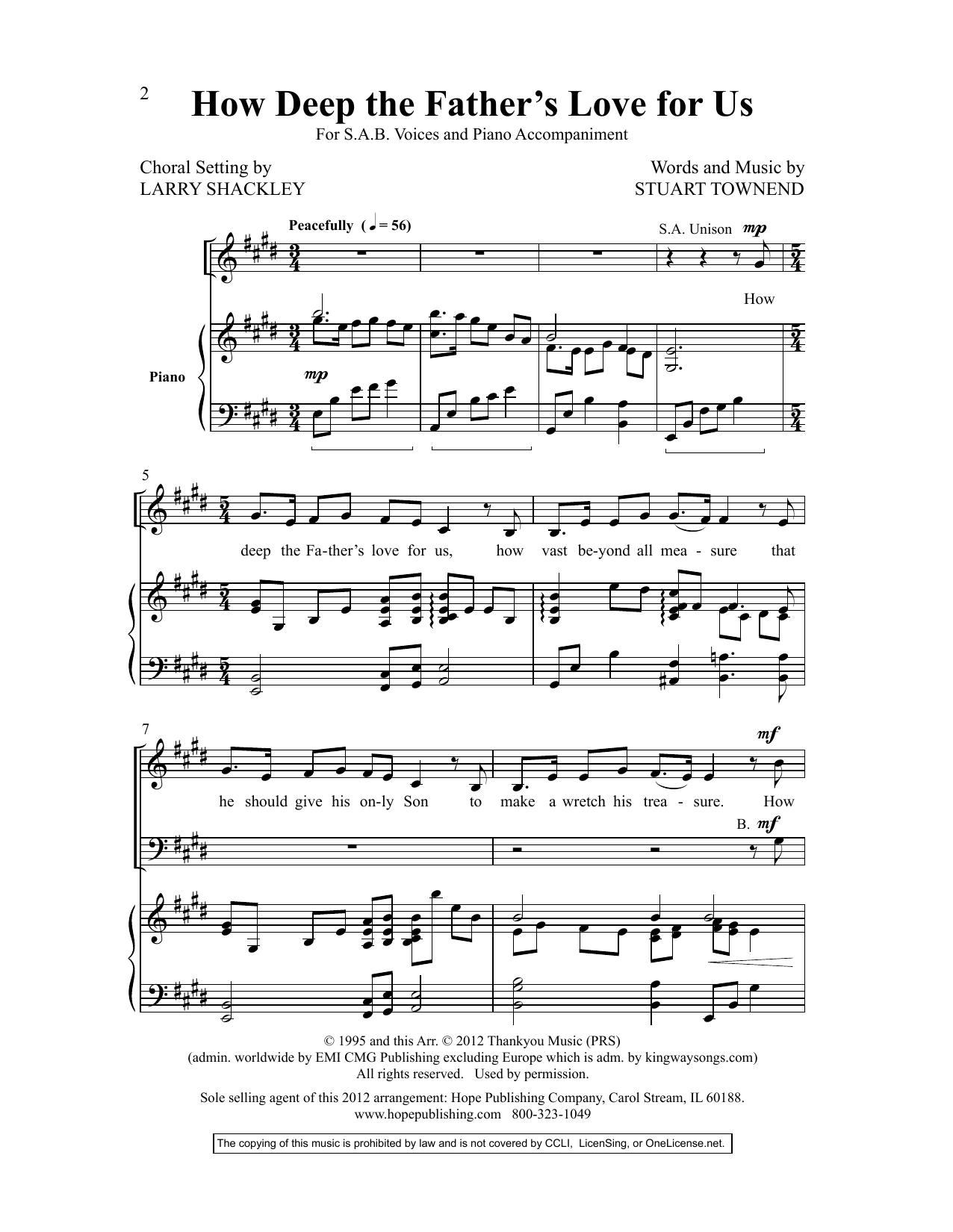 Produktbild zu: How Deep the Father's Love for Us (arr. Larry Shackley)
