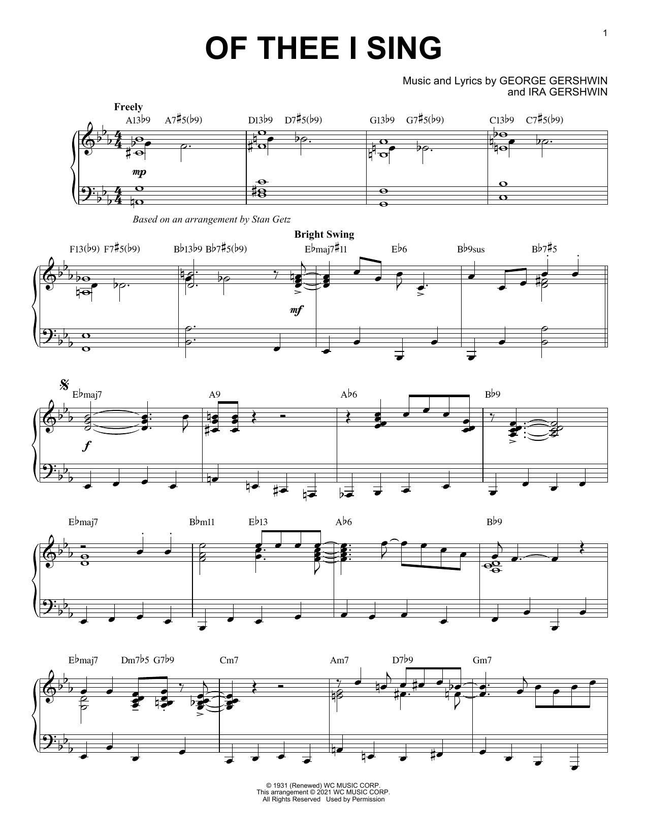Produktbild zu: Of Thee I Sing [Jazz version] (arr. Brent Edstrom)