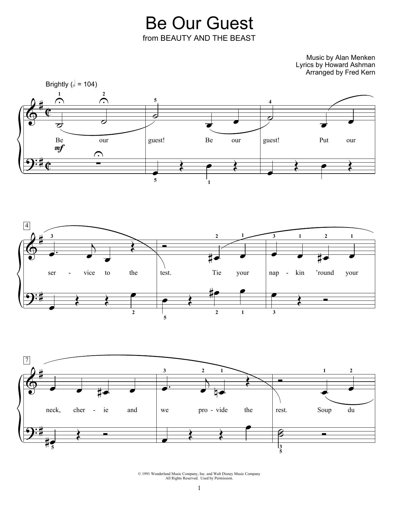 Produktbild zu: Be Our Guest (from Beauty and The Beast) (arr. Fred Kern)