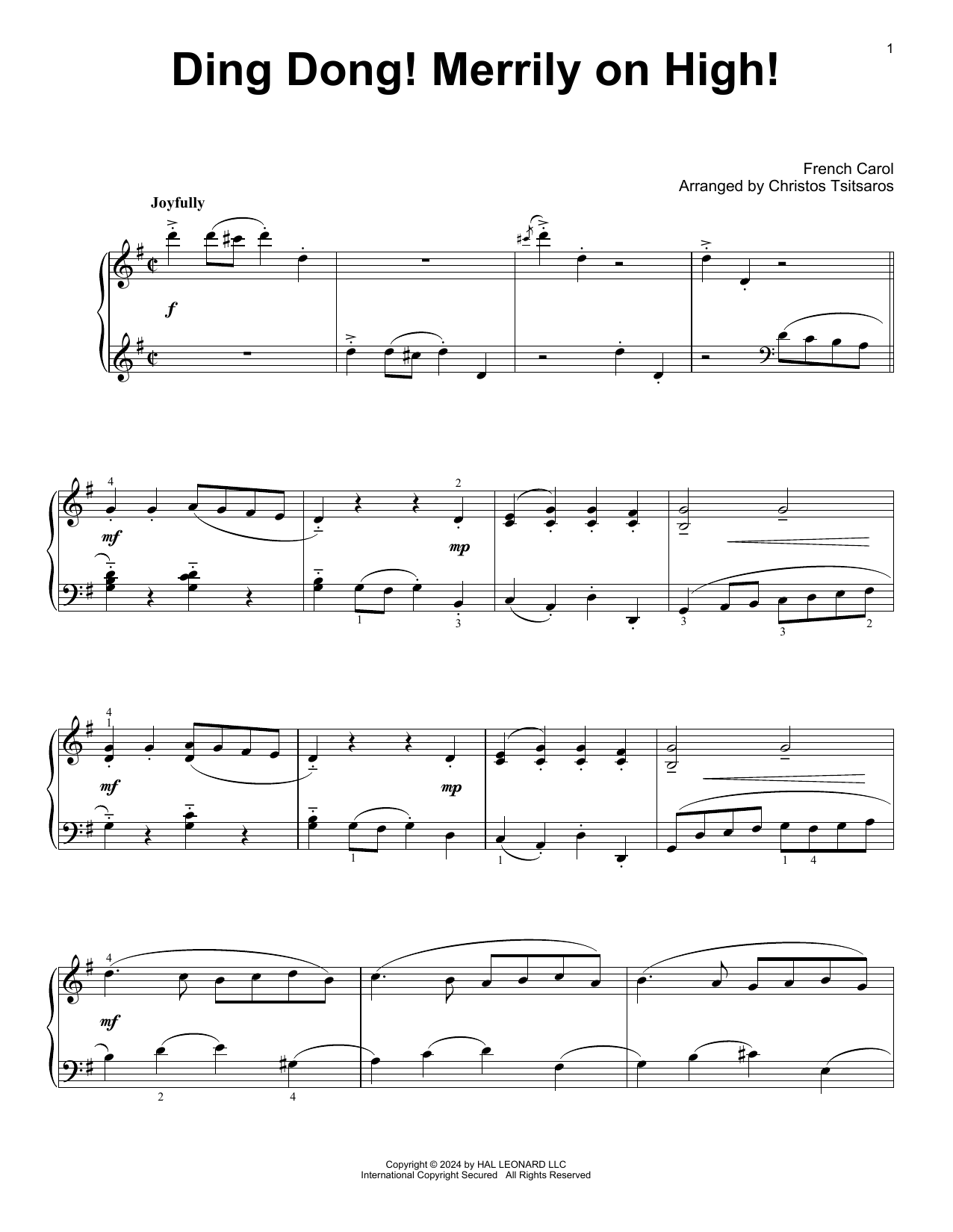 Produktgalerie: Seite 1 von 1 Ding Dong! Merrily On High! (arr. Christos Tsitsaros), French Carol, Klavier