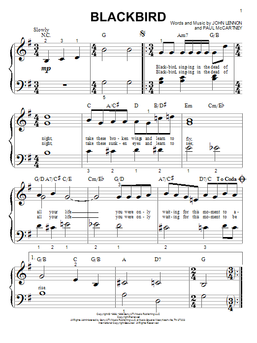 Produktgalerie: Seite 1 von 1 Blackbird, The Beatles, Klavier