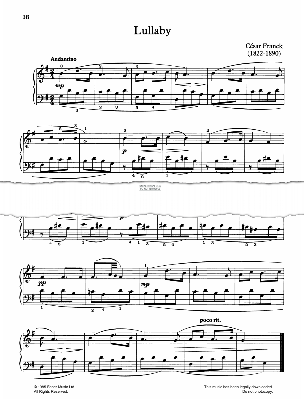 Lullaby - sheet music by Cesar Franck - fbd-51377 | notendownload