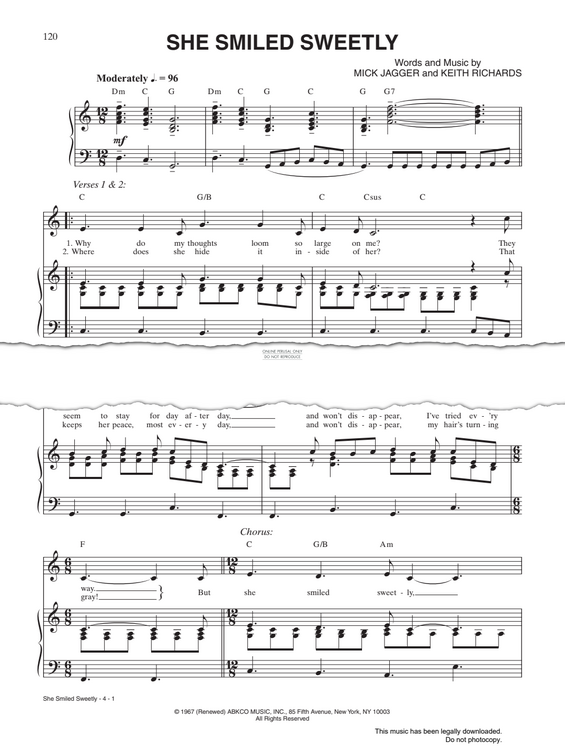 Produktgalerie: Seite 1 von 1 She Smiled Sweetly, The Rolling Stones, Gesang, Gitarre, Klavier