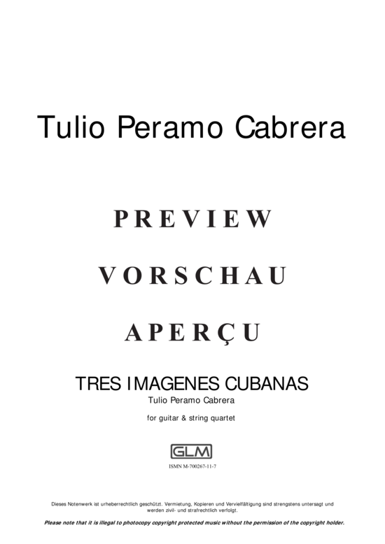 Produktgalerie: Seite 2 von 21 Tres Imagenes Cubanas , , (Streichquartett + Gitarre Solo)