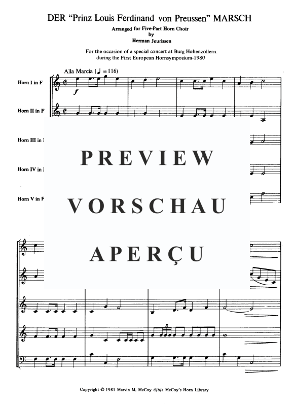 Product gallery: Page 4 of 11 Der "Prinz Louis Ferdinand von Preussen" Marsch, , Horn Quintet