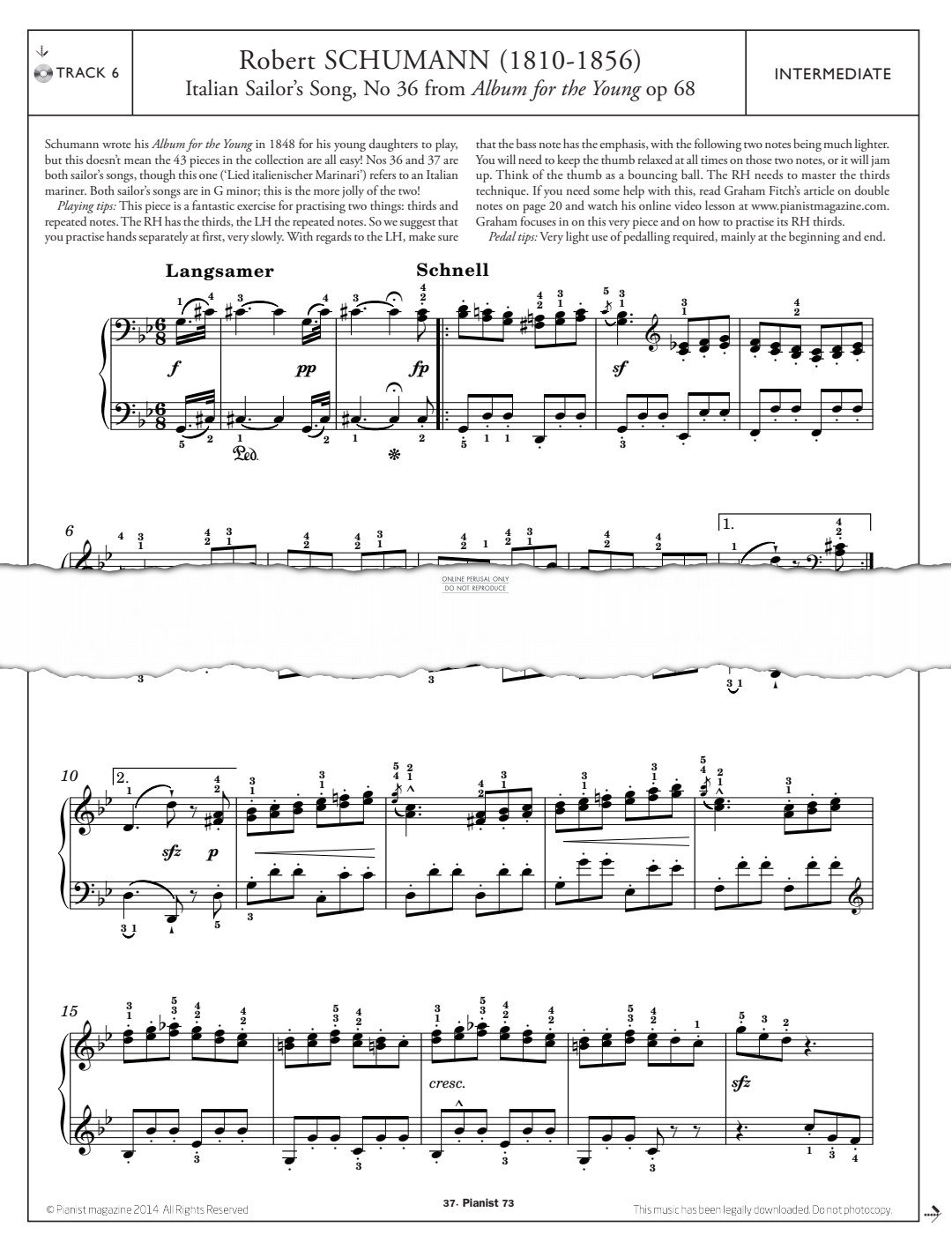 Product gallery: Page 1 of 1 Italian Sailor's Song, No.36 (from 'Album for the Young, Op.68'), Robert Schumann