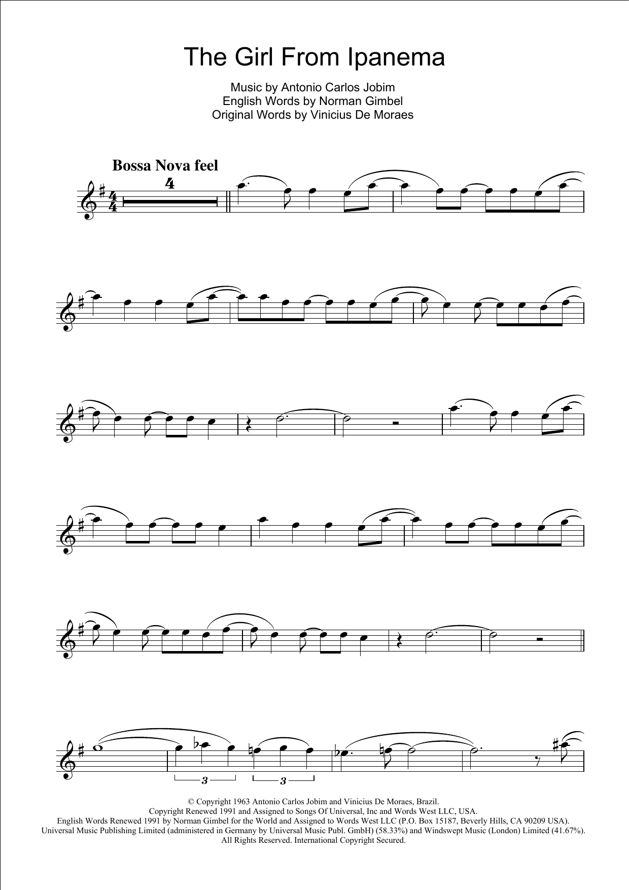 Product gallery: Page 1 of 1 The Girl From Ipanema (Garota De Ipanema), Antonio Carlos Jobim