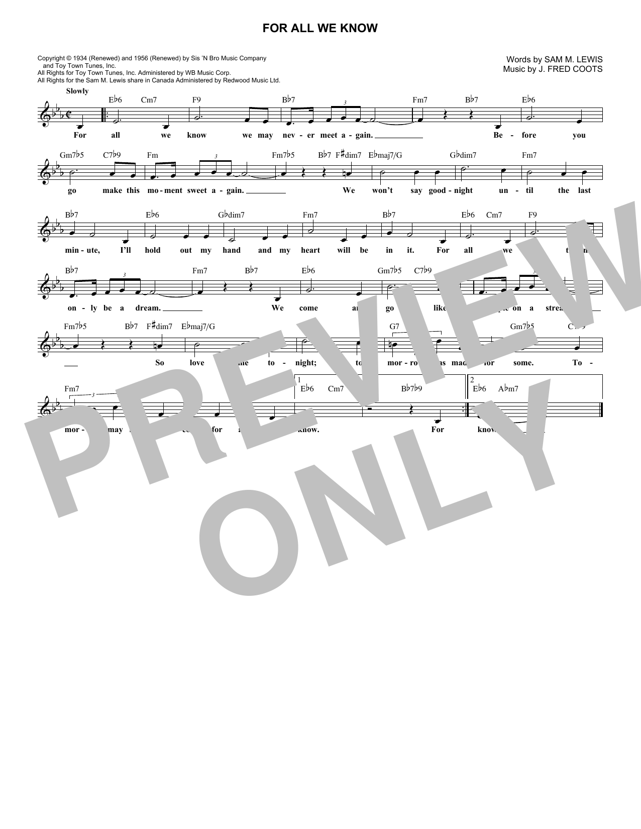 Product gallery: Page 1 of 1 For All We Know, J. Fred Coots