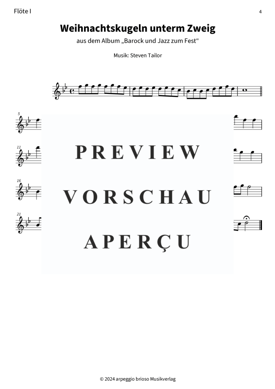 Produktgalerie: Seite 6 von 7 Weihnachtskugeln unterm Zweig - aus dem Album Barock und Jazz zum Fest, , (Querflöten Duett)