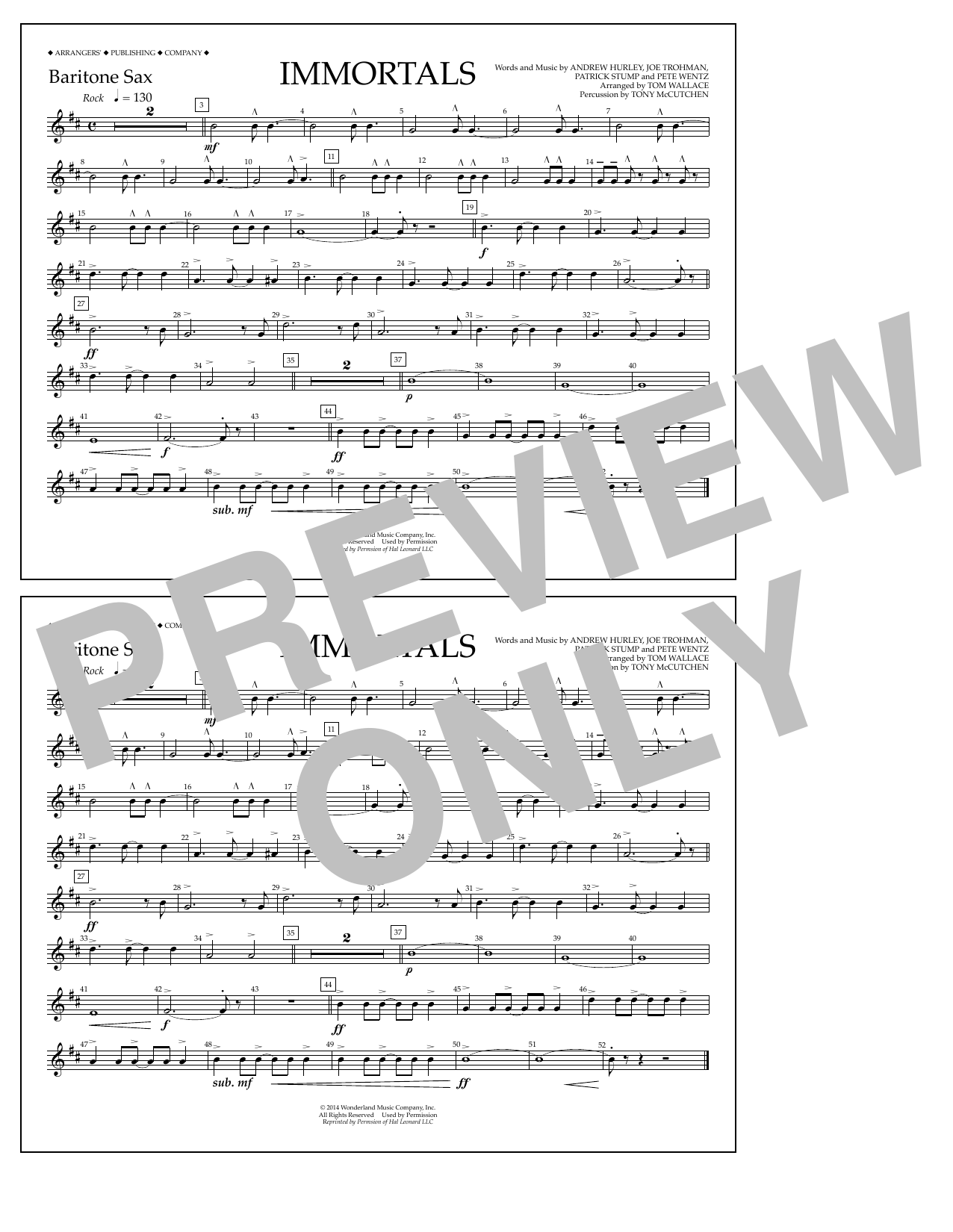 Produktbild zu: Immortals (from Big Hero 6) (arr. Tom Wallace) - Baritone Sax