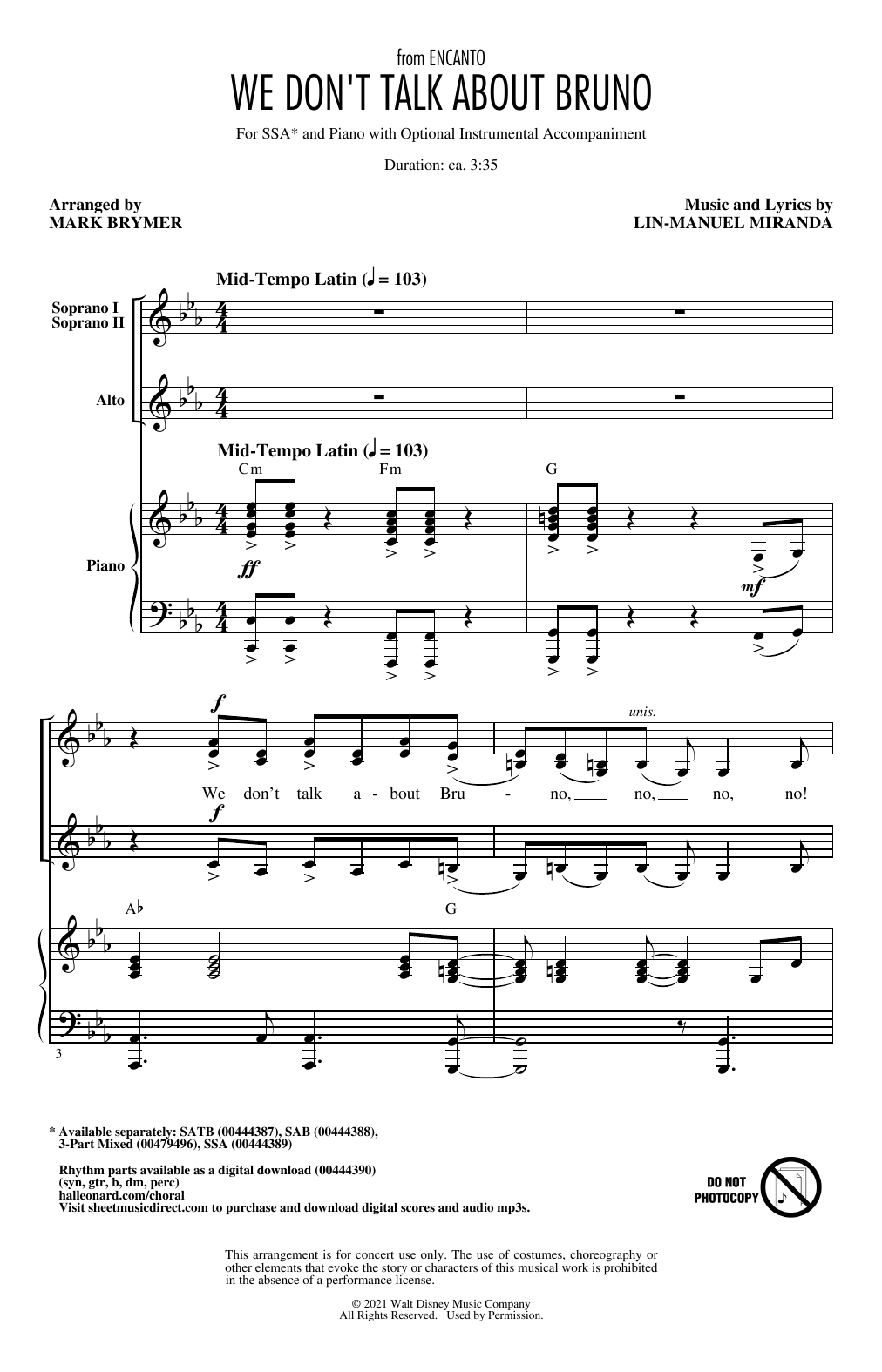Produktgalerie: Seite 1 von 1 We Don't Talk About Bruno (from Encanto) (arr. Mark Brymer), Lin-Manuel Miranda, Chor