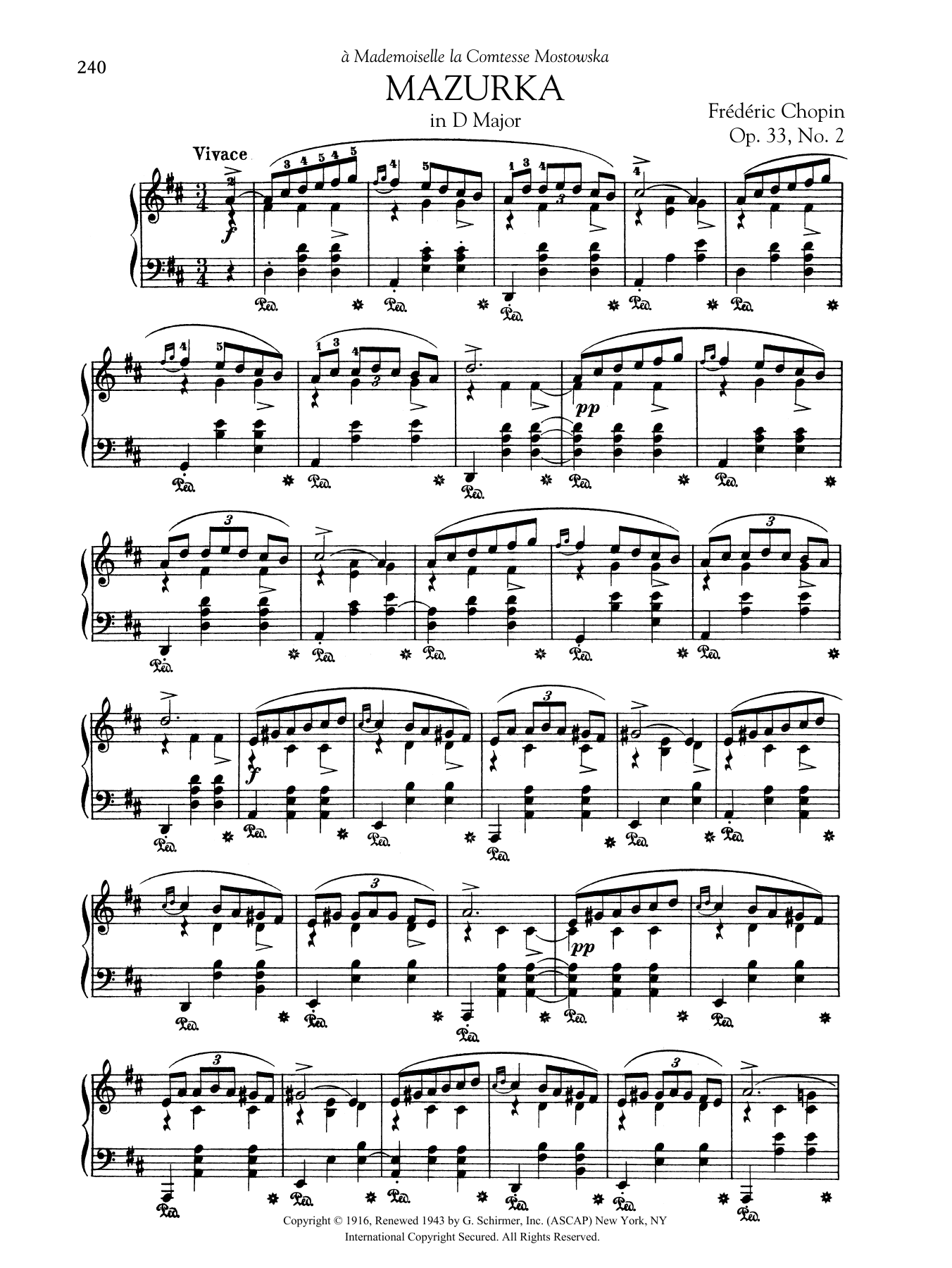 Product gallery: Page 1 of 1 Mazurka in D Major, Op. 33, No. 2, Frédéric Chopin