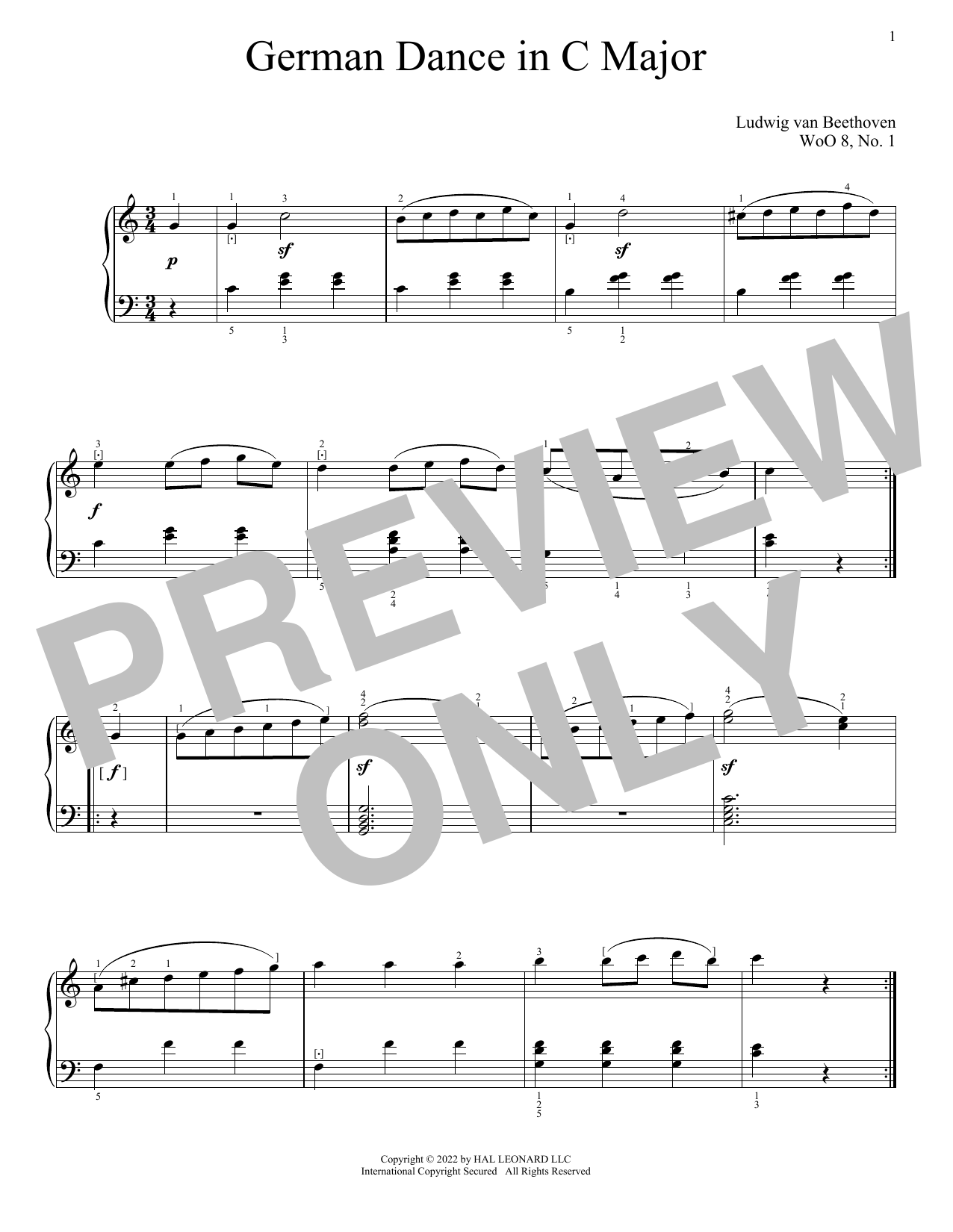 Product picture to: German Dance In C Major, WoO 8, No. 1
