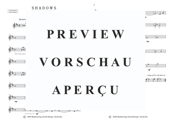 Product gallery: Page 8 of 8 Shadows (Einzelstimmen), , Mixed ensemble 2 instruments in C, 4 guitars and piano