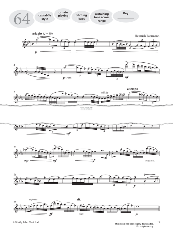 Product gallery: Page 1 of 1 Study No.64 'Adagio' (from 'More Graded Studies For Saxophone Book Two'), Heinrich Baermann