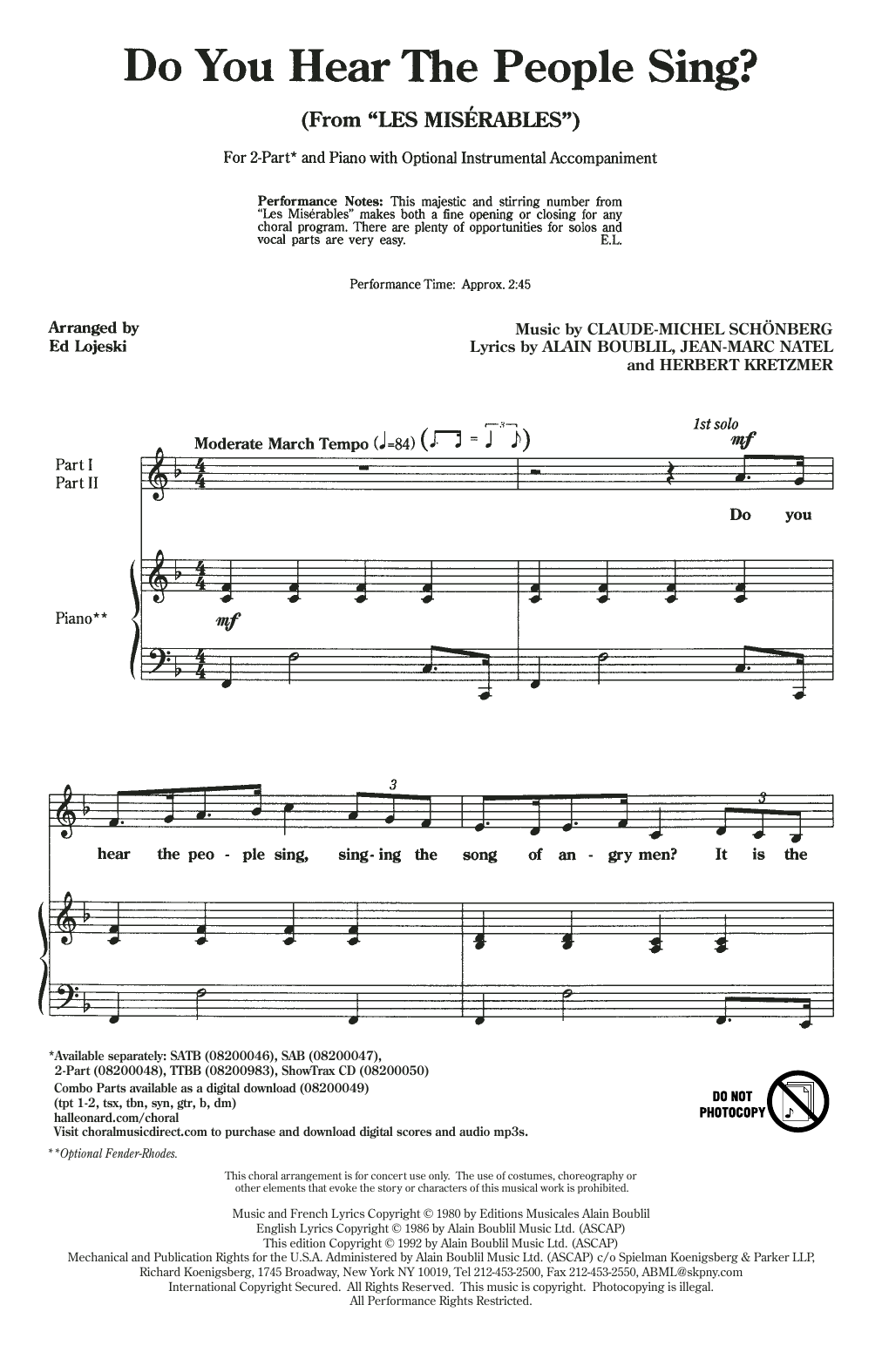 Product picture to: Do You Hear The People Sing? (from Les Miserables) (arr. Ed Lojeski)