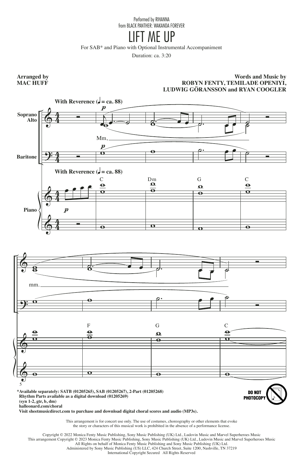Produktbild zu: Lift Me Up (from Black Panther: Wakanda Forever) (arr. Mac Huff)