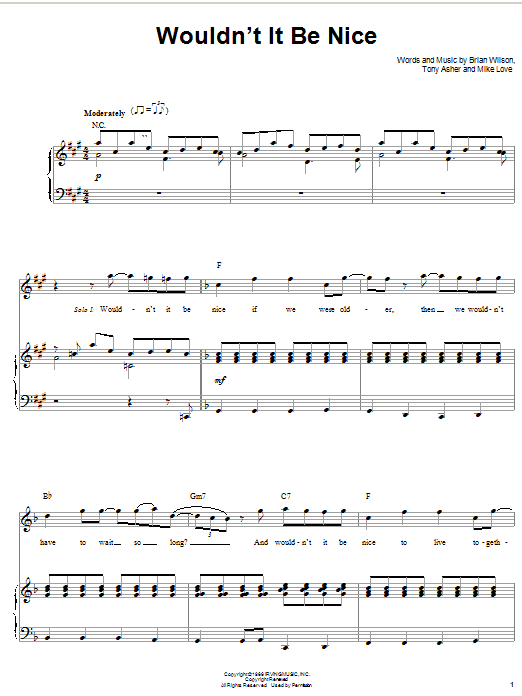 Produktgalerie: Seite 1 von 1 Wouldn't It Be Nice, The Beach Boys, Gesang, Klavier