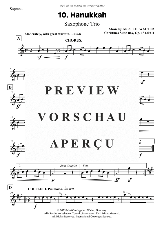 gallery: Hanukkah, , Saxophon Trio SA(T)B