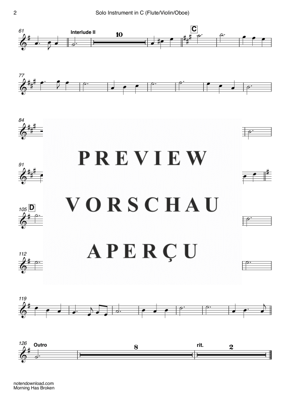 gallery: Morning Has Broken, Stevens, Cat, (Solo Instrument in C: Querflöte, Violine, Oboe und Orgel)