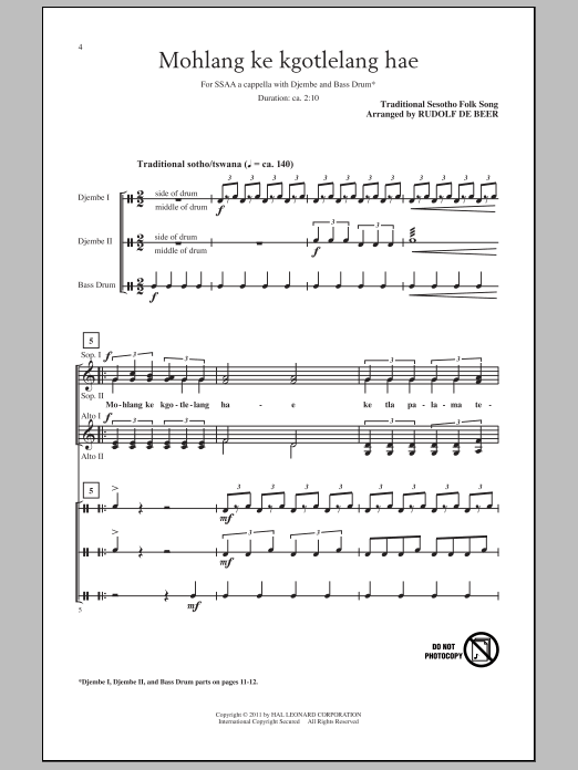 Produktgalerie: Seite 1 von 1 Mohlang Ke Kgotlelang Hae (When I Return Home), Rudolf de Beer, Chor