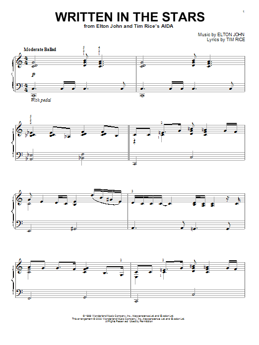 Product gallery: Page 1 of 1 Written In The Stars (from Aida), Elton John & LeAnn Rimes